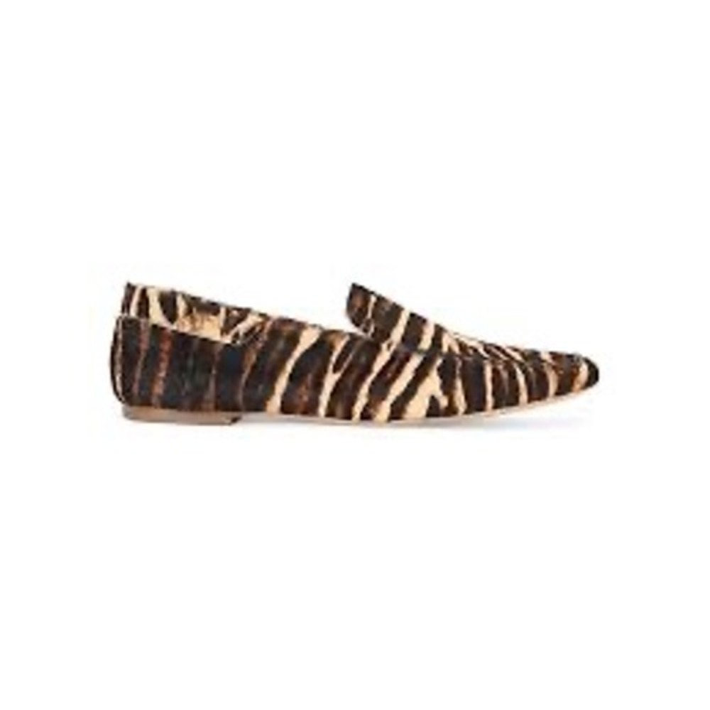 Staud Becks Leopard Calf Hair Loafers Brown Black Square Toe Flats Womens 38